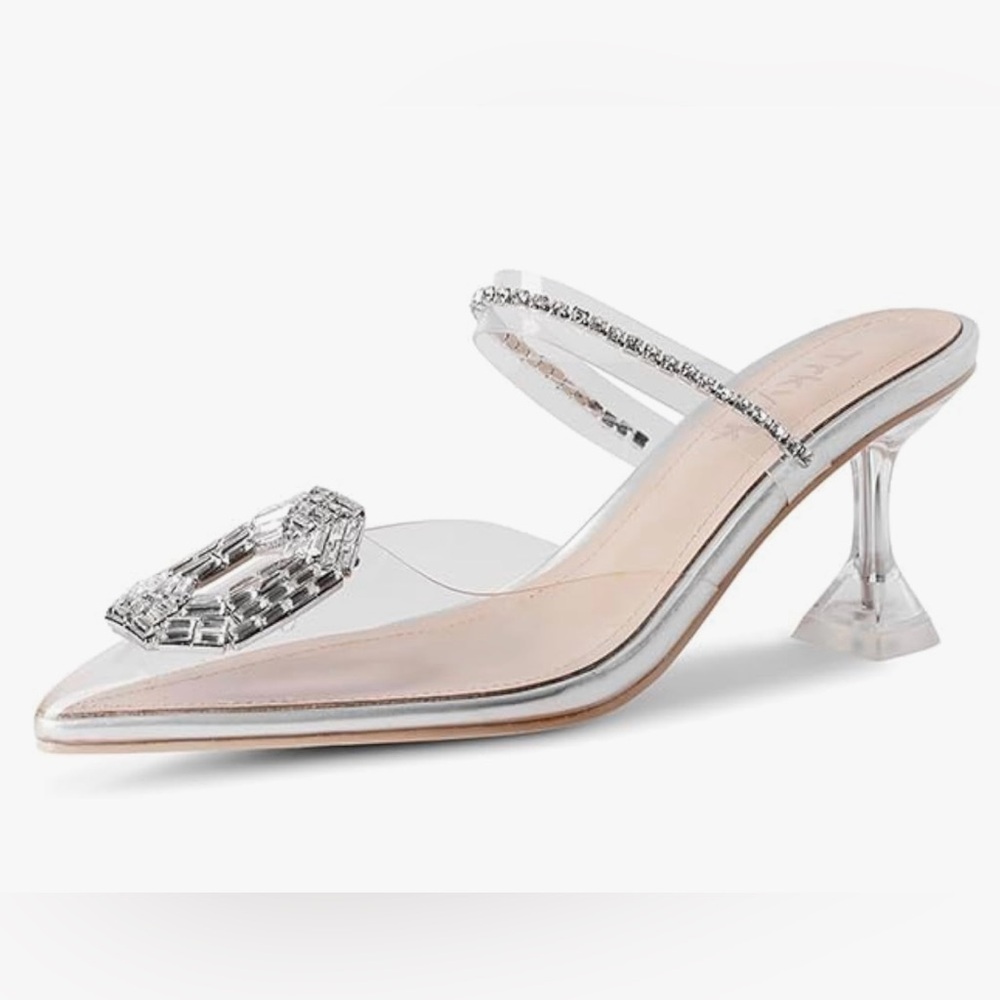 Elegant Clear Women's Heels with Silver Accents